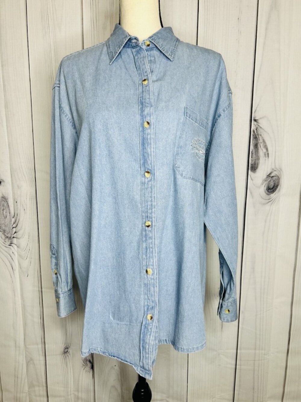 Princess Cruises Blue Womens Button Down Cotton Denim Shirt Sz M Vintage